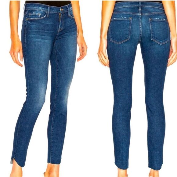FRAME Denim Le Skinny de Jeanne Blue Skinny Jeans Size 27 Tulip Hem Mid Rise - Picture 1 of 7